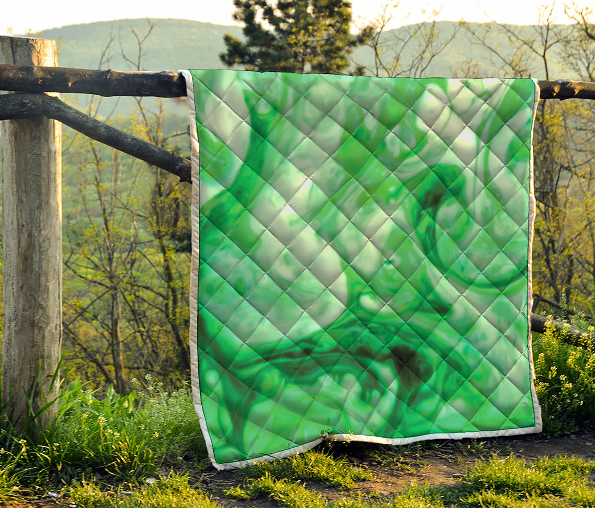 Green Acid Melt Print Quilt