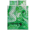 Green Acid Melt Print Quilt Bed Set