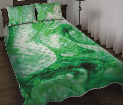 Green Acid Melt Print Quilt Bed Set