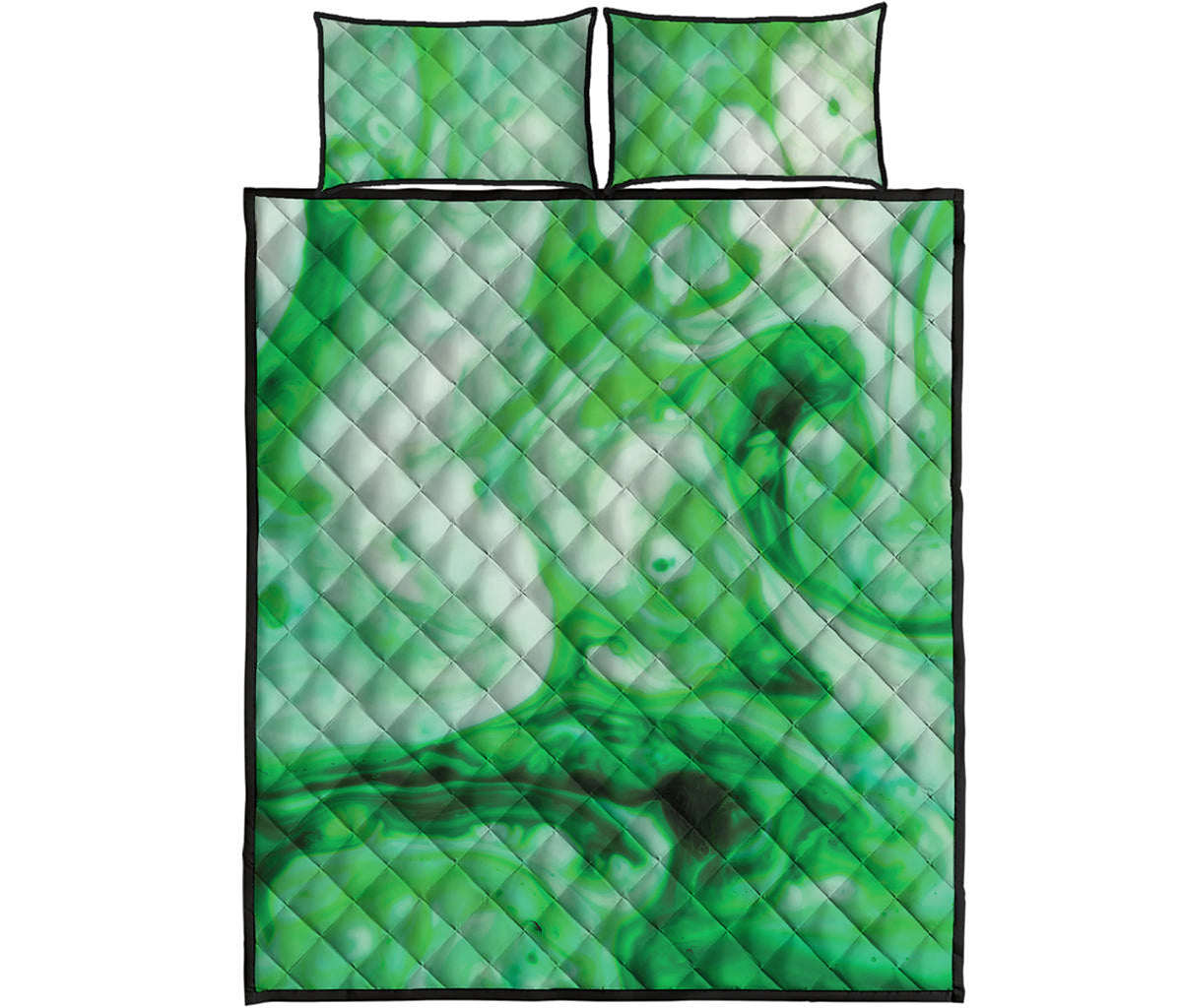 Green Acid Melt Print Quilt Bed Set
