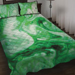 Green Acid Melt Print Quilt Bed Set