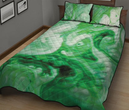 Green Acid Melt Print Quilt Bed Set