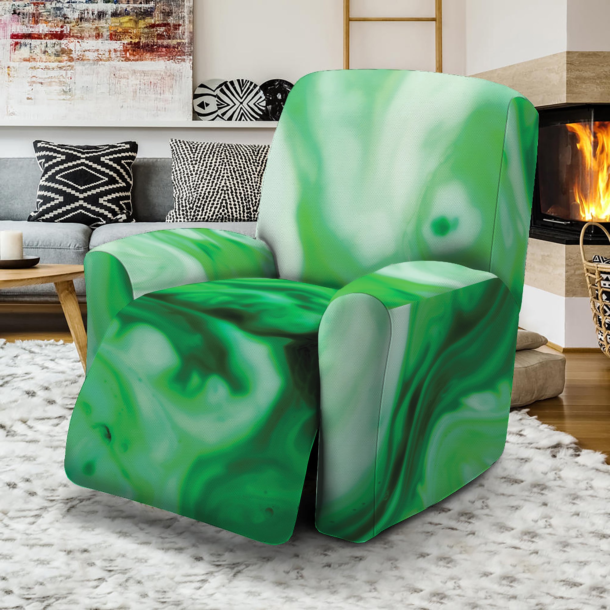 Green Acid Melt Print Recliner Slipcover