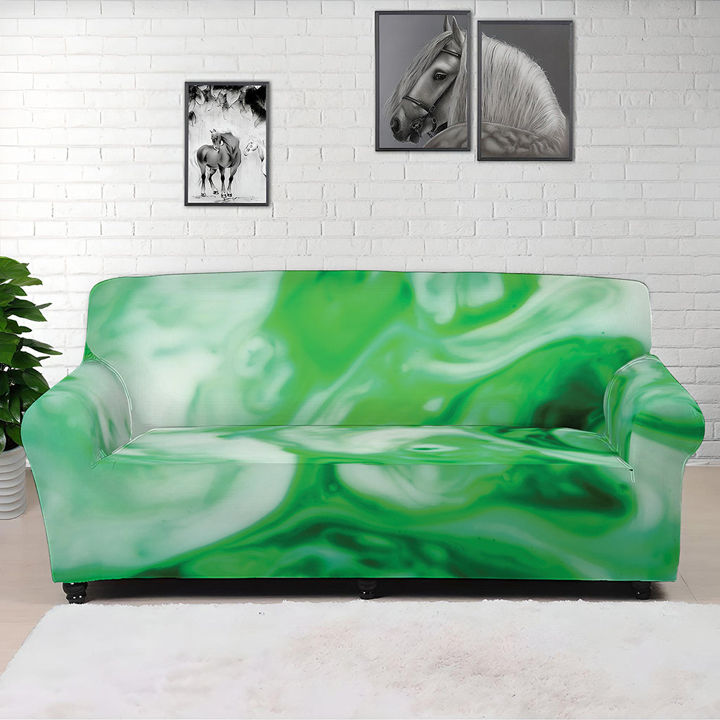 Green Acid Melt Print Sofa Cover