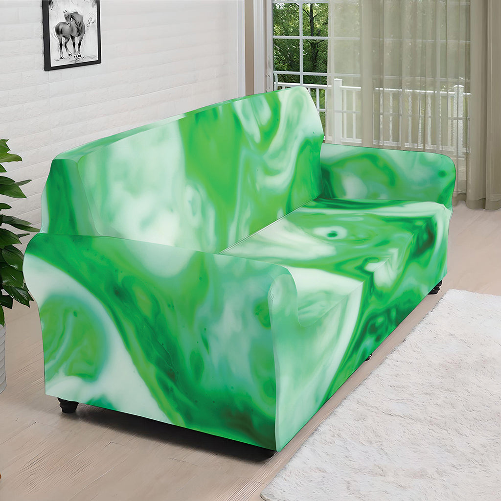 Green Acid Melt Print Sofa Cover