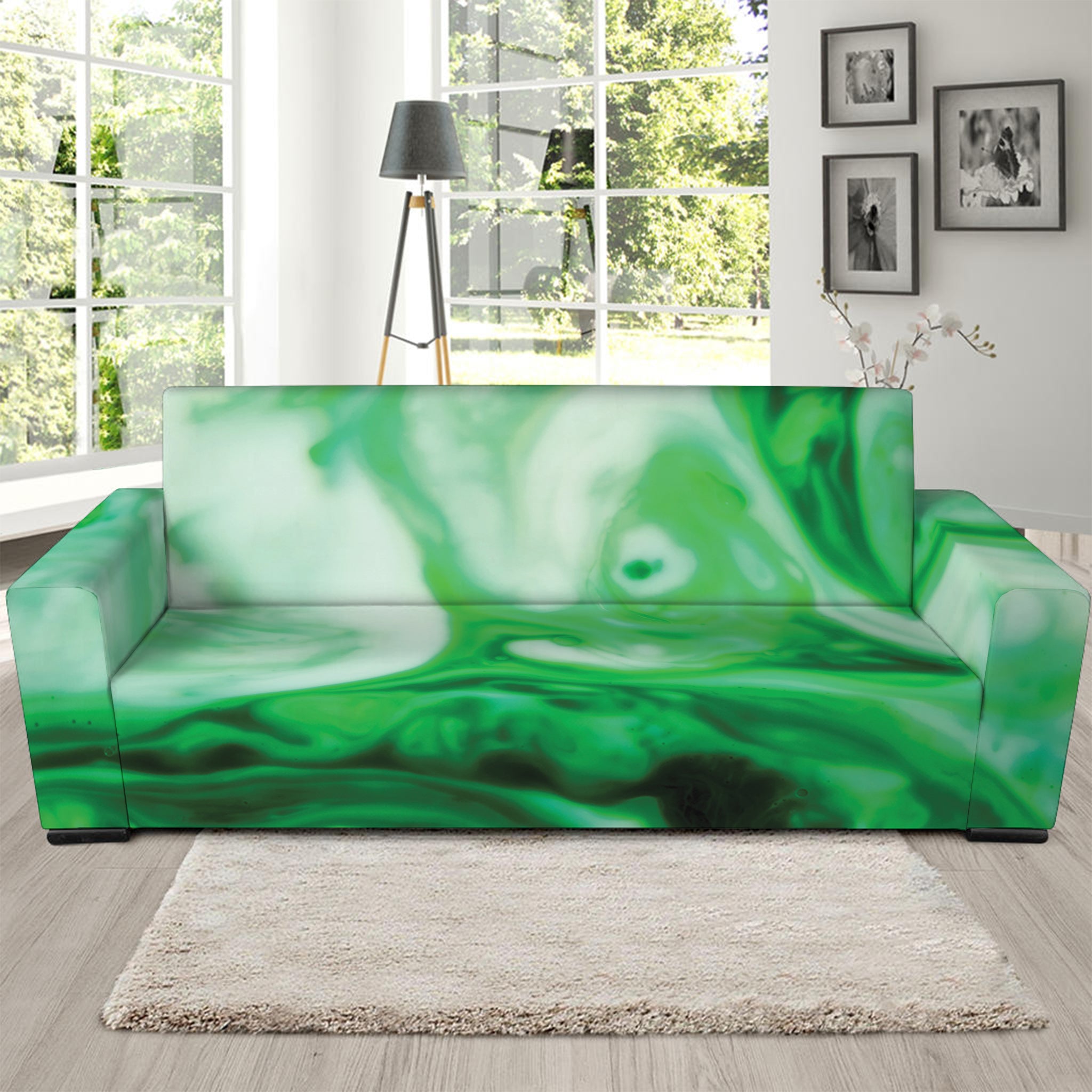 Green Acid Melt Print Sofa Slipcover