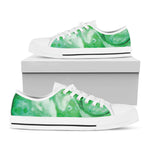 Green Acid Melt Print White Low Top Shoes