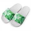 Green Acid Melt Print White Slide Sandals