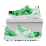 Green Acid Melt Print White Sneakers