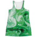 Green Acid Melt Print Women's Racerback Tank Top