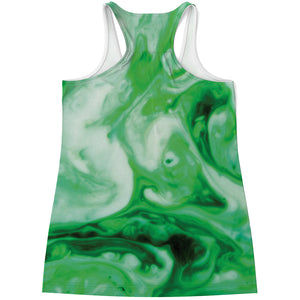 Green Acid Melt Print Women's Racerback Tank Top