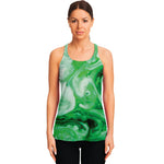 Green Acid Melt Print Women's Racerback Tank Top