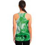 Green Acid Melt Print Women's Racerback Tank Top