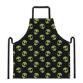 Green Alien Face Pattern Print Apron