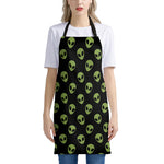 Green Alien Face Pattern Print Apron