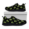 Green Alien Face Pattern Print Black Sneakers