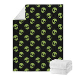 Green Alien Face Pattern Print Blanket