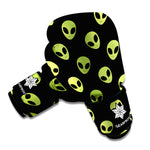 Green Alien Face Pattern Print Boxing Gloves