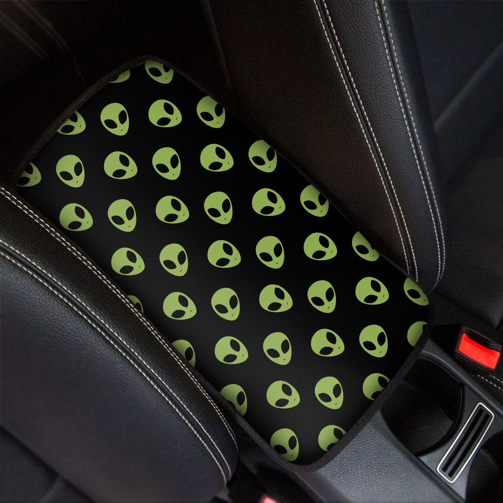 Green Alien Face Pattern Print Car Center Console Cover