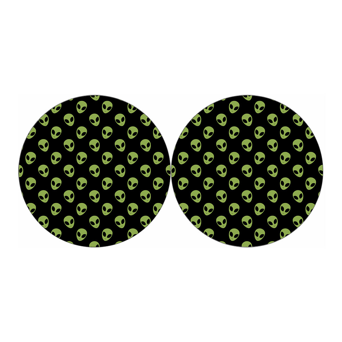 Green Alien Face Pattern Print Car Coasters