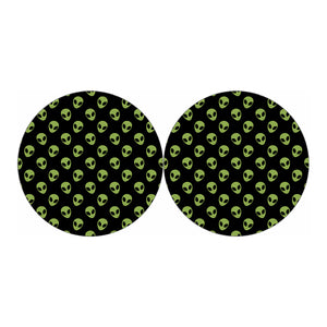 Green Alien Face Pattern Print Car Coasters