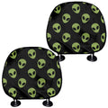 Green Alien Face Pattern Print Car Headrest Covers