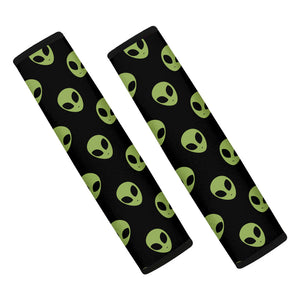 Green Alien Face Pattern Print Car Seat Belt Covers