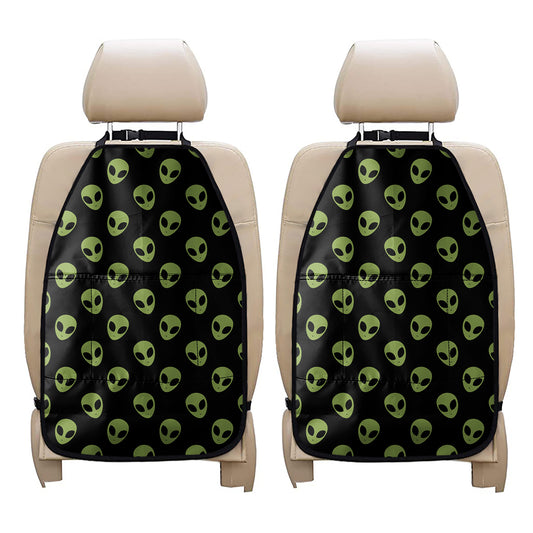 Green Alien Face Pattern Print Car Seat Organizers