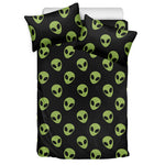 Green Alien Face Pattern Print Duvet Cover Bedding Set