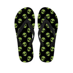 Green Alien Face Pattern Print Flip Flops