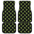 Green Alien Face Pattern Print Front and Back Car Floor Mats