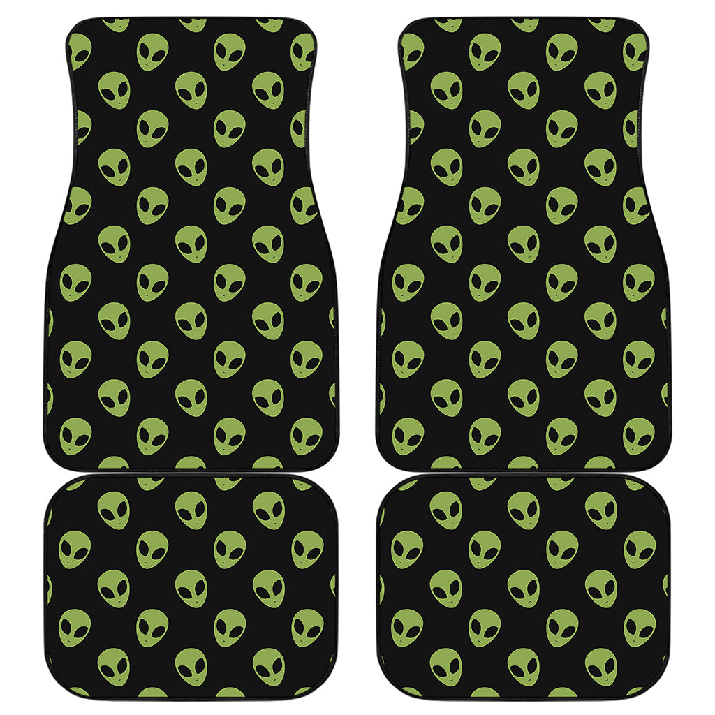 Green Alien Face Pattern Print Front and Back Car Floor Mats