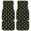 Green Alien Face Pattern Print Front and Back Car Floor Mats