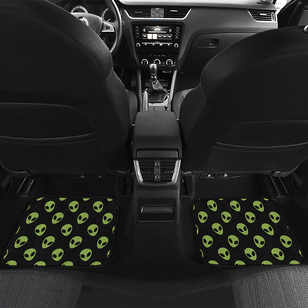 Green Alien Face Pattern Print Front and Back Car Floor Mats