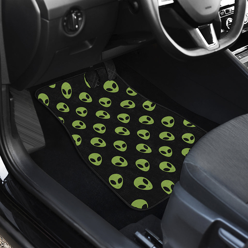 Green Alien Face Pattern Print Front and Back Car Floor Mats
