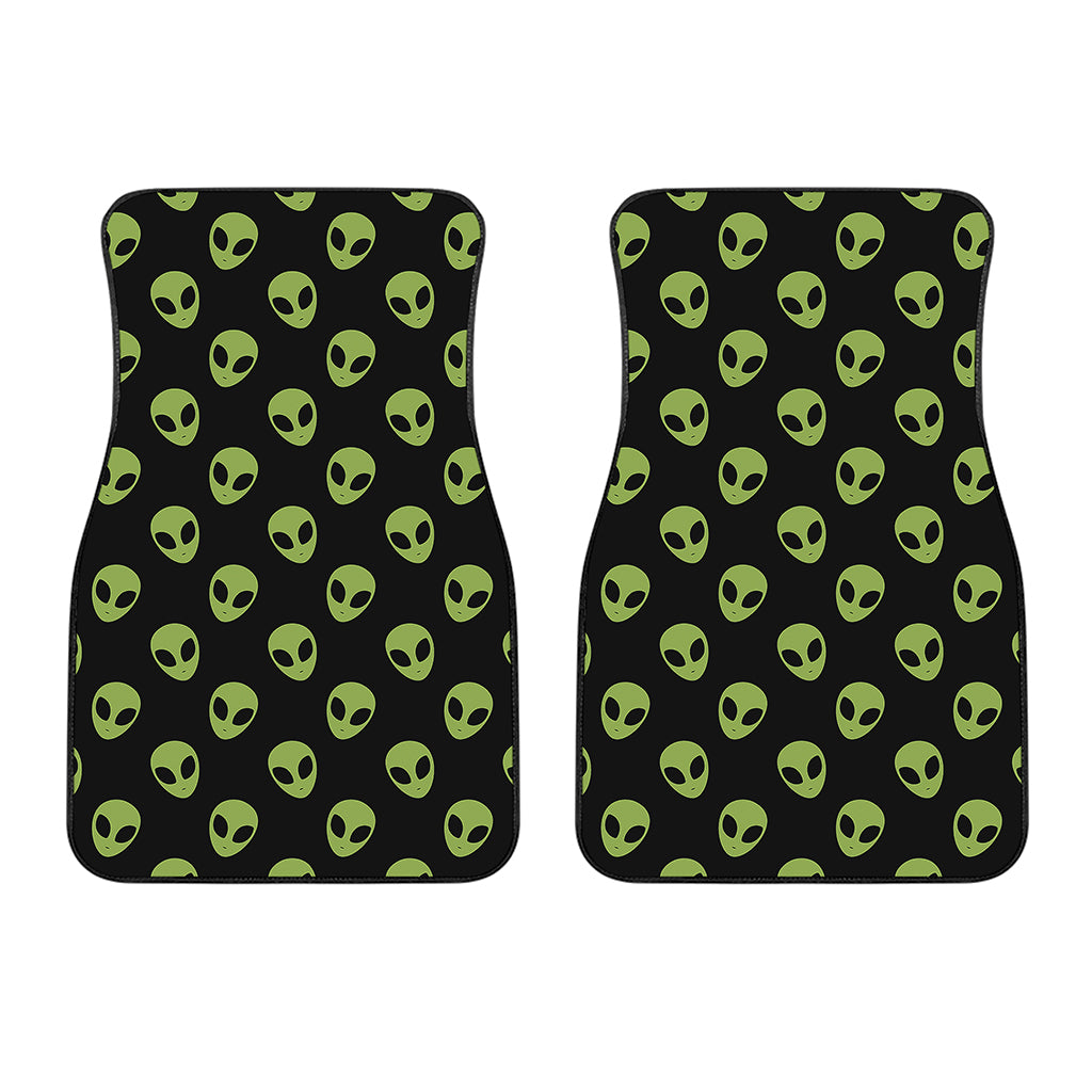 Green Alien Face Pattern Print Front Car Floor Mats