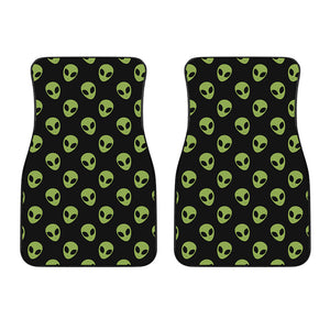 Green Alien Face Pattern Print Front Car Floor Mats