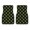 Green Alien Face Pattern Print Front Car Floor Mats