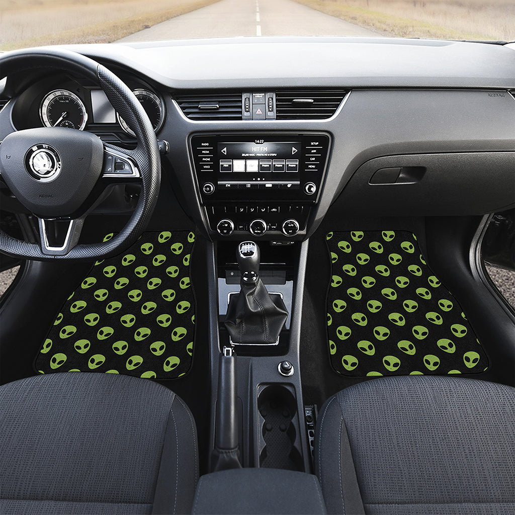 Green Alien Face Pattern Print Front Car Floor Mats