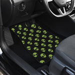 Green Alien Face Pattern Print Front Car Floor Mats