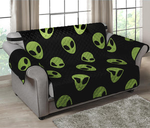 Green Alien Face Pattern Print Loveseat Protector