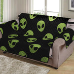 Green Alien Face Pattern Print Loveseat Protector