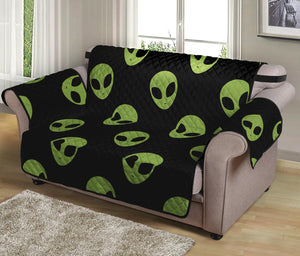 Green Alien Face Pattern Print Loveseat Protector