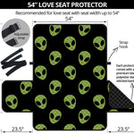 Green Alien Face Pattern Print Loveseat Protector