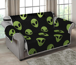 Green Alien Face Pattern Print Loveseat Protector