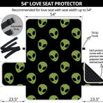 Green Alien Face Pattern Print Loveseat Protector