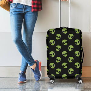 Green Alien Face Pattern Print Luggage Cover