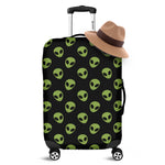 Green Alien Face Pattern Print Luggage Cover