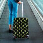 Green Alien Face Pattern Print Luggage Cover