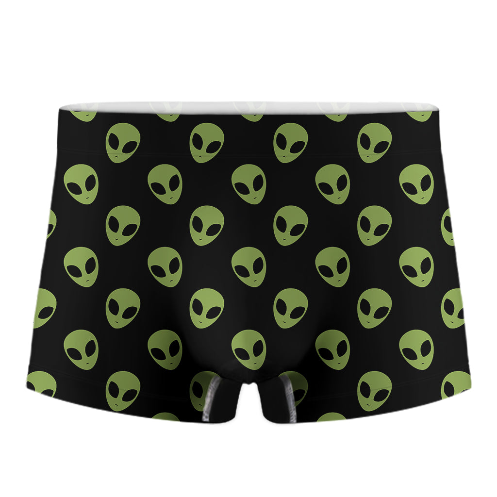 Green Alien Face Pattern Print Men's Boxer Briefs